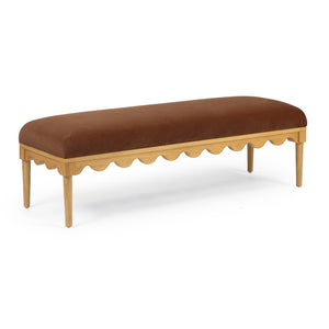 TOV Furniture Oodle Plush Vegan Mohair Bench with Sculptural Wood Frame for Stylish and Comfortable Seating Bronze TOV-OC54543
