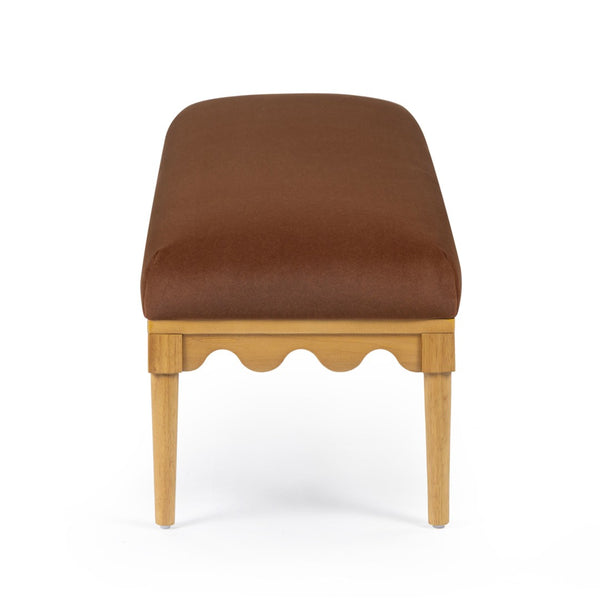 TOV Furniture Oodle Plush Vegan Mohair Bench with Sculptural Wood Frame for Stylish and Comfortable Seating Bronze TOV-OC54543