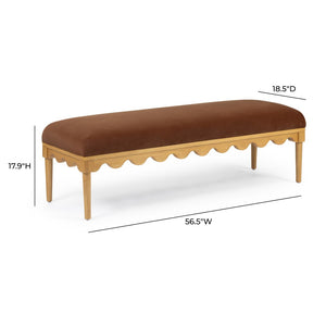 TOV Furniture Oodle Plush Vegan Mohair Bench with Sculptural Wood Frame for Stylish and Comfortable Seating Bronze TOV-OC54543