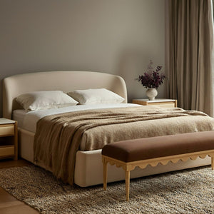 TOV Furniture Oodle Plush Vegan Mohair Bench with Sculptural Wood Frame for Stylish and Comfortable Seating Bronze TOV-OC54543