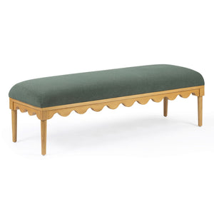 TOV Furniture Oodle Plush Vegan Mohair Bench with Sculptural Wood Frame for Stylish and Comfortable Seating Green TOV-OC54544
