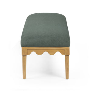 TOV Furniture Oodle Plush Vegan Mohair Bench with Sculptural Wood Frame for Stylish and Comfortable Seating Green TOV-OC54544
