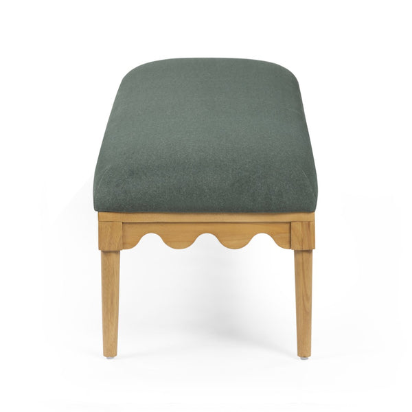 TOV Furniture Oodle Plush Vegan Mohair Bench with Sculptural Wood Frame for Stylish and Comfortable Seating Green TOV-OC54544