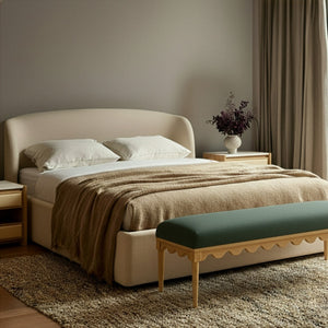 TOV Furniture Oodle Plush Vegan Mohair Bench with Sculptural Wood Frame for Stylish and Comfortable Seating Green TOV-OC54544