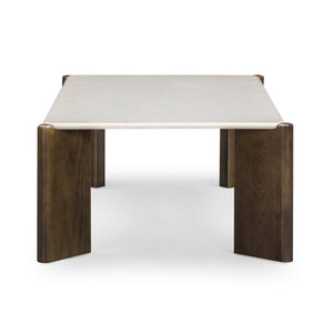 TOV Furniture Restis 52" Cream Quartz Coffee Table - Durable, Elegant Design with Solid Oak Legs for Stylish Living TOV-OC54581