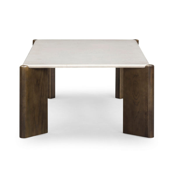 TOV Furniture Restis 52" Cream Quartz Coffee Table - Durable, Elegant Design with Solid Oak Legs for Stylish Living TOV-OC54581
