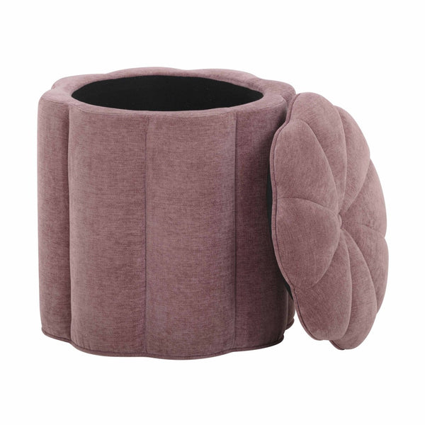 TOV Furniture Fleur Elegant Textured Velvet Storage Ottoman with Hidden Compartment for Chic Home Organization Mauve TOV-OC54609
