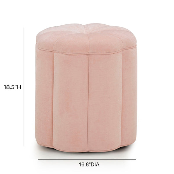 TOV Furniture Fleur Elegant Textured Velvet Storage Ottoman with Hidden Compartment for Chic Home Organization Pink TOV-OC54610