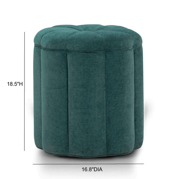 TOV Furniture Fleur Elegant Textured Velvet Storage Ottoman with Hidden Compartment for Chic Home Organization Peacock TOV-OC54611