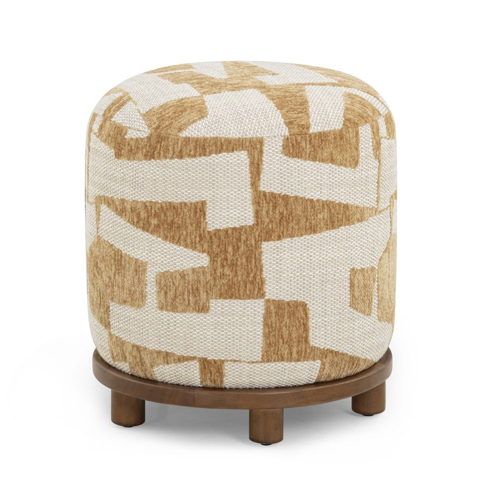 TOV Furniture Bisou Jacquard Ottoman - Versatile Footrest & Extra Seat with Soft Texture for Modern Living Spaces Curry TOV-OC54614