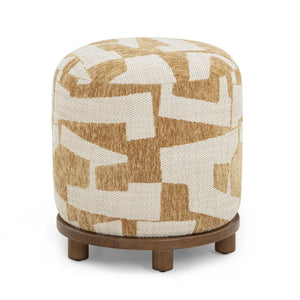TOV Furniture Bisou Jacquard Ottoman - Versatile Footrest & Extra Seat with Soft Texture for Modern Living Spaces Curry TOV-OC54614