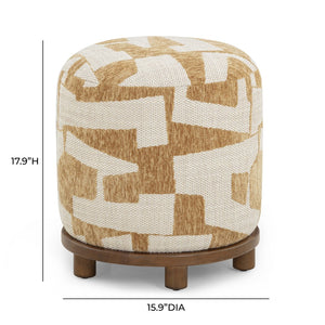 TOV Furniture Bisou Jacquard Ottoman - Versatile Footrest & Extra Seat with Soft Texture for Modern Living Spaces Curry TOV-OC54614
