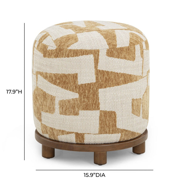 TOV Furniture Bisou Jacquard Ottoman - Versatile Footrest & Extra Seat with Soft Texture for Modern Living Spaces Curry TOV-OC54614