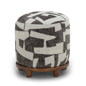 TOV Furniture Bisou Jacquard Ottoman - Versatile Footrest & Extra Seat with Soft Texture for Modern Living Spaces Black TOV-OC54615