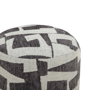TOV Furniture Bisou Jacquard Ottoman - Versatile Footrest & Extra Seat with Soft Texture for Modern Living Spaces Black TOV-OC54615