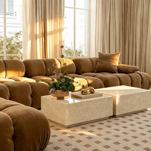 TOV Furniture Romy 47" Modern Rectangular Coffee Table - Minimalist Design with Durable, Easy-Clean Finish Cream Travertine TOV-OC54633