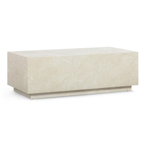 TOV Furniture Romy 47" Modern Rectangular Coffee Table - Minimalist Design with Durable, Easy-Clean Finish Cream Travertine TOV-OC54633