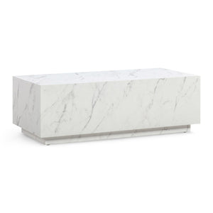 TOV Furniture Romy 47" Modern Rectangular Coffee Table - Minimalist Design with Durable, Easy-Clean Finish White Marble TOV-OC54634