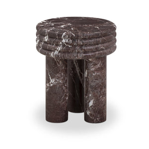 TOV Furniture Delta Concrete Round Side Table - Modern Elegance for Indoor and Outdoor Spaces, Fully Assembled Red Levanto TOV-OC54638