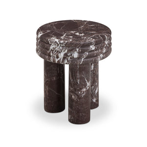 TOV Furniture Delta Concrete Round Side Table - Modern Elegance for Indoor and Outdoor Spaces, Fully Assembled Red Levanto TOV-OC54638