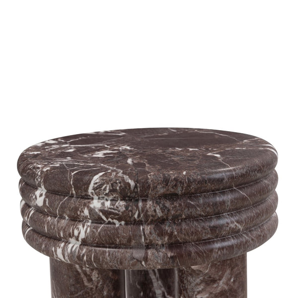 TOV Furniture Delta Concrete Round Side Table - Modern Elegance for Indoor and Outdoor Spaces, Fully Assembled Red Levanto TOV-OC54638