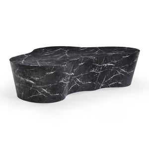 TOV Furniture Slab 59" Concrete Coffee Table - Modern Minimalist Design for Indoor & Outdoor Stylish Living Spaces Black Marble TOV-OC54639