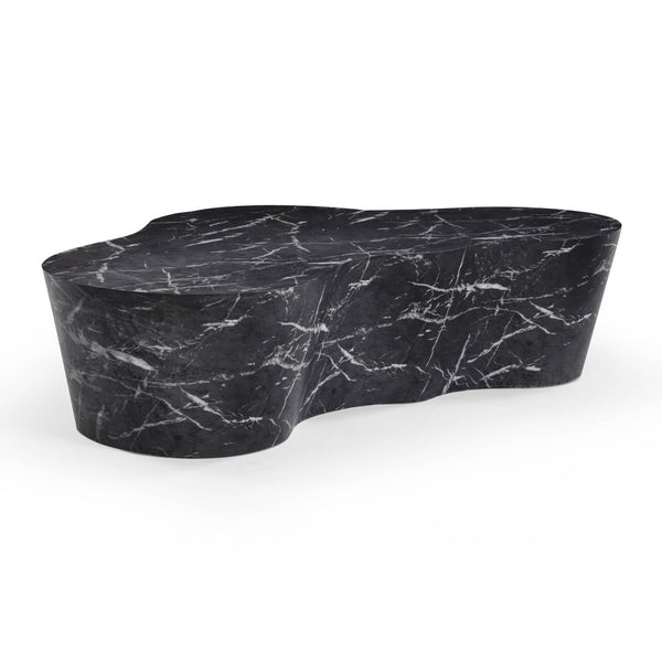 TOV Furniture Slab 59" Concrete Coffee Table - Modern Minimalist Design for Indoor & Outdoor Stylish Living Spaces Black Marble TOV-OC54639