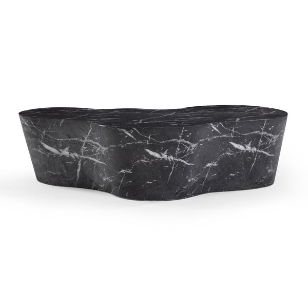 TOV Furniture Slab 59" Concrete Coffee Table - Modern Minimalist Design for Indoor & Outdoor Stylish Living Spaces Black Marble TOV-OC54639