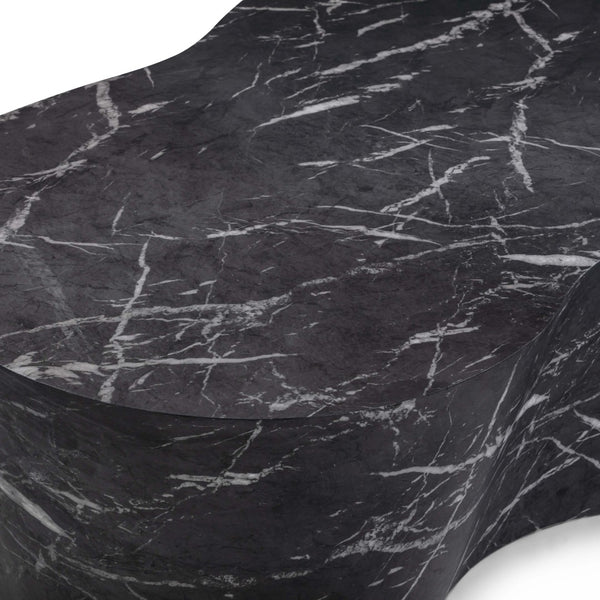 TOV Furniture Slab 59" Concrete Coffee Table - Modern Minimalist Design for Indoor & Outdoor Stylish Living Spaces Black Marble TOV-OC54639