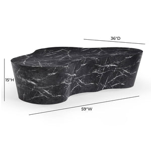 TOV Furniture Slab 59" Concrete Coffee Table - Modern Minimalist Design for Indoor & Outdoor Stylish Living Spaces Black Marble TOV-OC54639