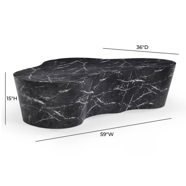 TOV Furniture Slab 59" Concrete Coffee Table - Modern Minimalist Design for Indoor & Outdoor Stylish Living Spaces Black Marble TOV-OC54639