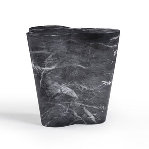 TOV Furniture Slab Concrete Indoor/Outdoor Side Table - Sculptural Elegance with Marble Finish for Modern Spaces Black Marble / Tall TOV-OC54640