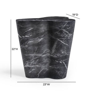 TOV Furniture Slab Concrete Indoor/Outdoor Side Table - Sculptural Elegance with Marble Finish for Modern Spaces Black Marble / Tall TOV-OC54640