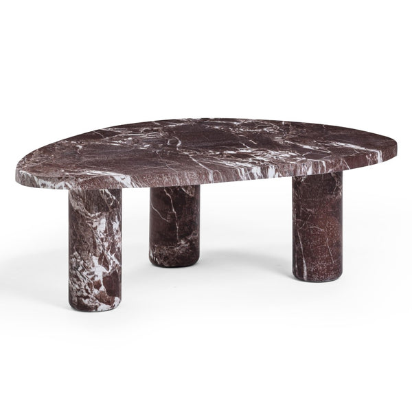 TOV Furniture Libby Sculptural Faux Red Levanto Marble Coffee Table - Stylish Indoor/Outdoor Centerpiece Design 36" TOV-OC54641