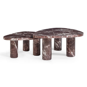 TOV Furniture Libby 2-Piece Sculptural Faux Red Levanto Marble Nesting Coffee Table Set for Indoor/Outdoor Use TOV-OC54641-42