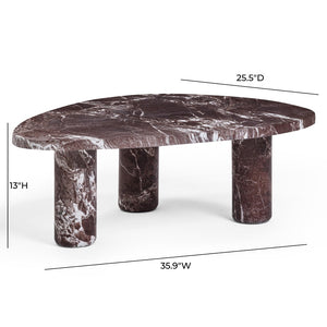 TOV Furniture Libby Sculptural Faux Red Levanto Marble Coffee Table - Stylish Indoor/Outdoor Centerpiece Design 36" TOV-OC54641