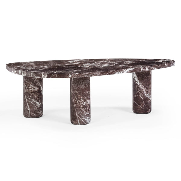 TOV Furniture Libby Sculptural Faux Red Levanto Marble Coffee Table - Stylish Indoor/Outdoor Centerpiece Design 48" TOV-OC54642