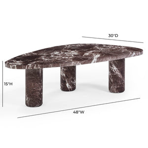 TOV Furniture Libby Sculptural Faux Red Levanto Marble Coffee Table - Stylish Indoor/Outdoor Centerpiece Design 48" TOV-OC54642