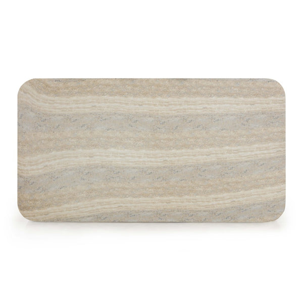 TOV Furniture Tyche 55" Faux Travertine Coffee Table - Stylish Indoor/Outdoor Concrete Design for Modern Spaces TOV-OC54645