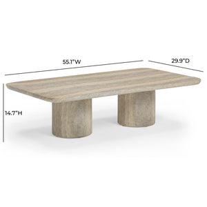 TOV Furniture Tyche 55" Faux Travertine Coffee Table - Stylish Indoor/Outdoor Concrete Design for Modern Spaces TOV-OC54645