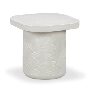 TOV Furniture Suraya Modern Concrete Side Table - Sculptural Design for Indoor & Outdoor Elegance and Durability Ivory TOV-OC54652