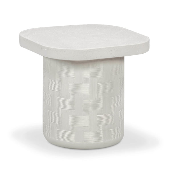 TOV Furniture Suraya Modern Concrete Side Table - Sculptural Design for Indoor & Outdoor Elegance and Durability Ivory TOV-OC54652
