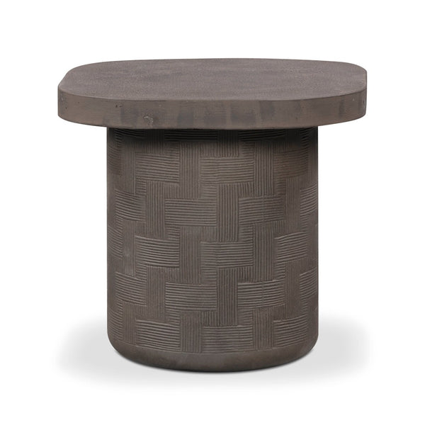 TOV Furniture Suraya Modern Concrete Side Table - Sculptural Design for Indoor & Outdoor Elegance and Durability Dark Umber TOV-OC54654