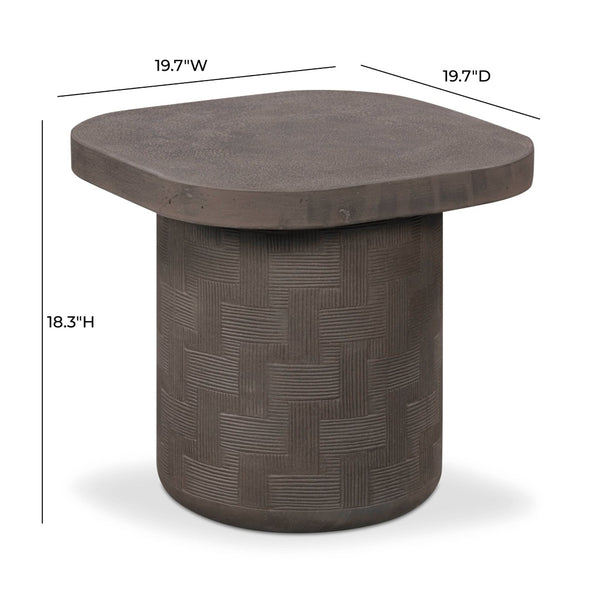 TOV Furniture Suraya Modern Concrete Side Table - Sculptural Design for Indoor & Outdoor Elegance and Durability Dark Umber TOV-OC54654