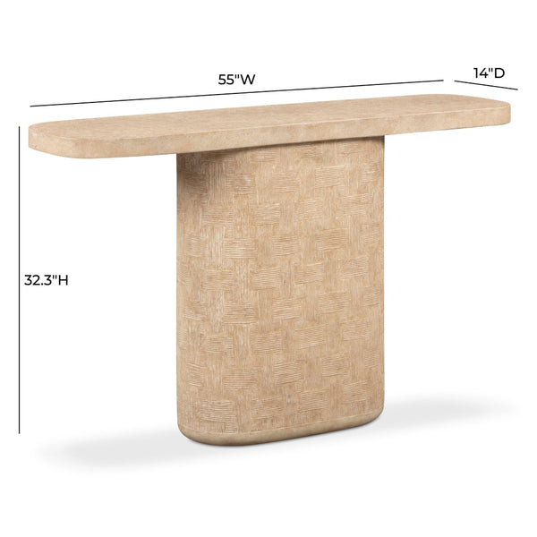 TOV Furniture Suraya 55" Modern Concrete Console Table for Indoor and Outdoor Spaces - Stylish & Durable Design Faux Travertine TOV-OC54656