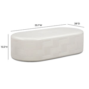 TOV Furniture Suraya Modern Rounded Concrete Coffee Table for Indoor/Outdoor Use – Chic, Durable & Stylish Design Ivory TOV-OC54658