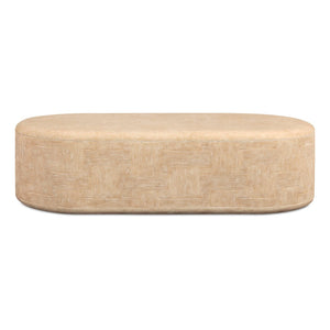TOV Furniture Suraya Modern Rounded Concrete Coffee Table for Indoor/Outdoor Use – Chic, Durable & Stylish Design Faux Travertine TOV-OC54659