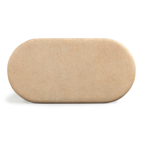 TOV Furniture Suraya Modern Rounded Concrete Coffee Table for Indoor/Outdoor Use – Chic, Durable & Stylish Design Faux Travertine TOV-OC54659