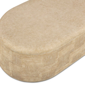 TOV Furniture Suraya Modern Rounded Concrete Coffee Table for Indoor/Outdoor Use – Chic, Durable & Stylish Design Faux Travertine TOV-OC54659