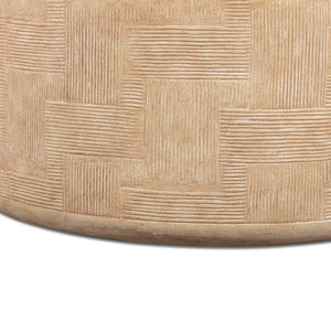 TOV Furniture Suraya Modern Rounded Concrete Coffee Table for Indoor/Outdoor Use – Chic, Durable & Stylish Design Faux Travertine TOV-OC54659